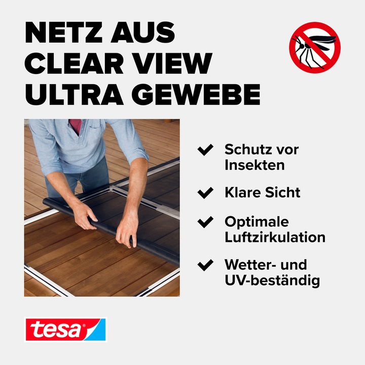 Actual product image tesa FALT Insect screen for doors, size-adjustable aluminium frame, foldable (100 x 220 cm)