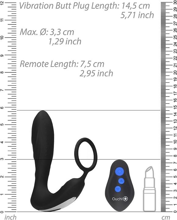 Image du produit Ouch! E-stim & Vibr Butt plug CR and Wrls Rmt