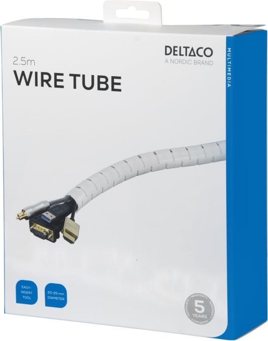 Produktbild Deltaco nylon wire tube 25mm diameter tool included 2.5m white (Kabeldurchlass, 250 cm)