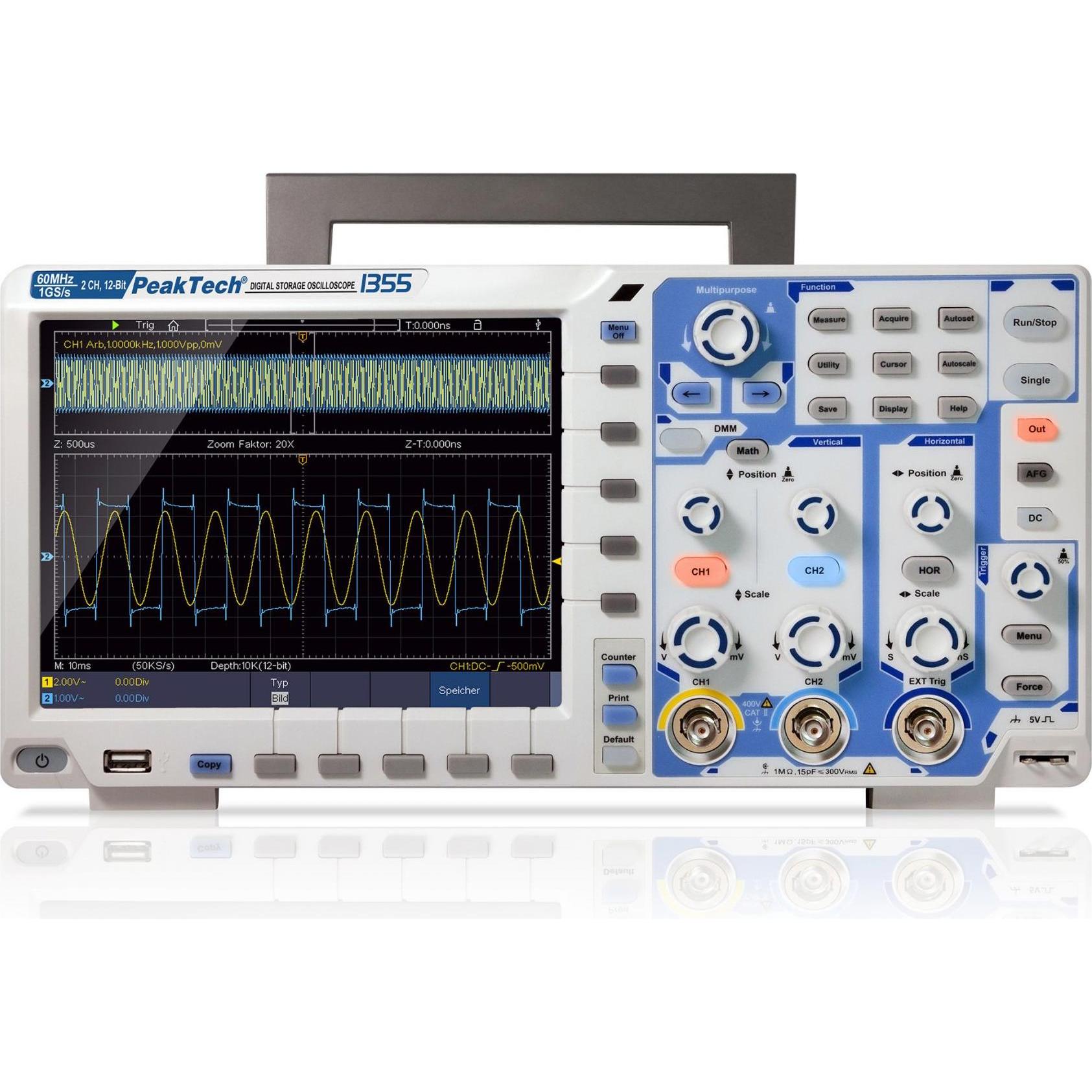 Peaktech, Multimetro, P 1355 Oscilloscopio a memoria digitale (CAT II)