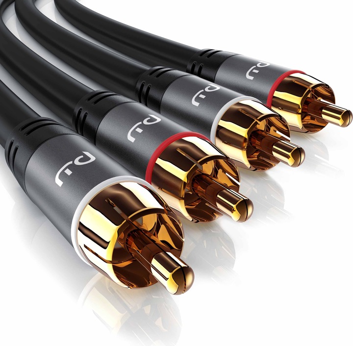 Produktbild Primewire Stereo Cinch Audio Kabel, RCA, mehrfach geschirmtes HiFi Audiokabel, 2X Cinch zu 2X Cinch (5 m, Cinch)