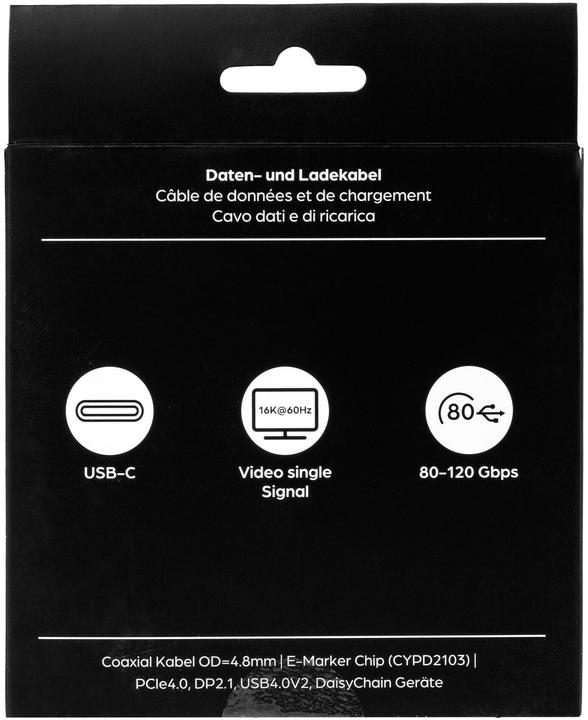 Produktbild Onit Thunderbolt-5-Kabel USB C - USB C 2 m, Grau/Schwarz (2 m, USB 4.0, 240 W)