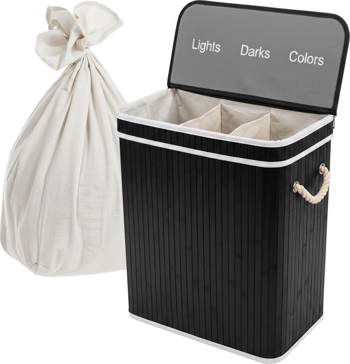 Actual product image Relaxdays Bamboo laundry bin (105 l)