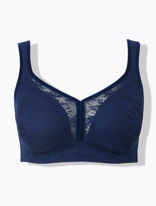 Actual product image Ulla Popken Lace Panel Underwire-Free Minimizer Bra (95 E)