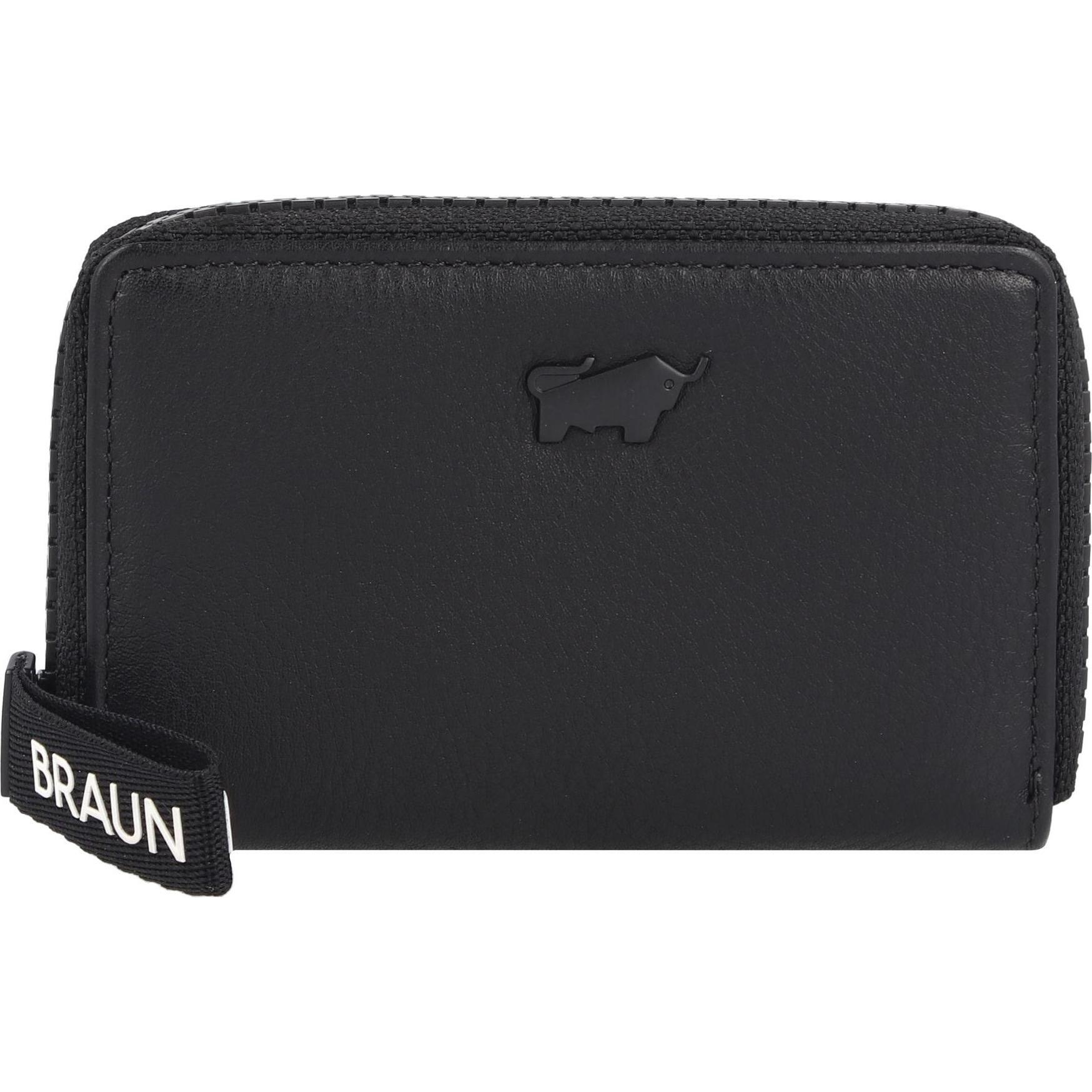 Braun Büffel, Herren, Portemonnaie, Capri Geldbörse RFID Schutz Leder 11 cm, Schwarz