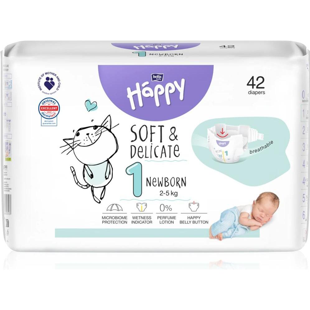 happy Bella Soft&Delicate Size 1 Newborn Disposable Diapers 25 Kg 42 Pcs (42 pz.)
