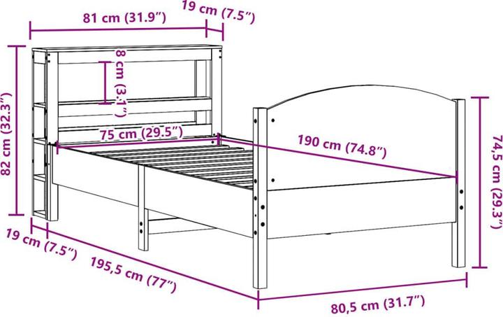 Image du produit vidaXL Bettgestell (75 x 190 cm)