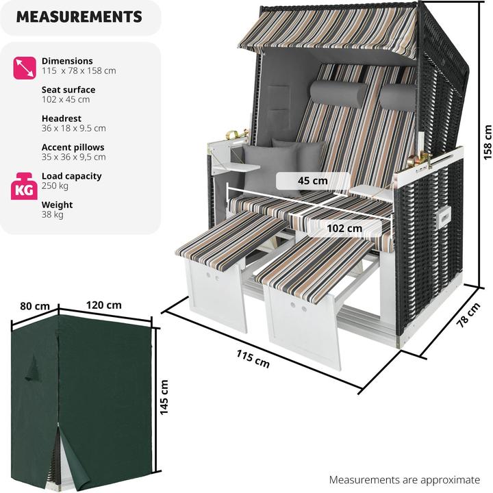 Produktbild tectake Strandkorb inkl. Schutzhülle