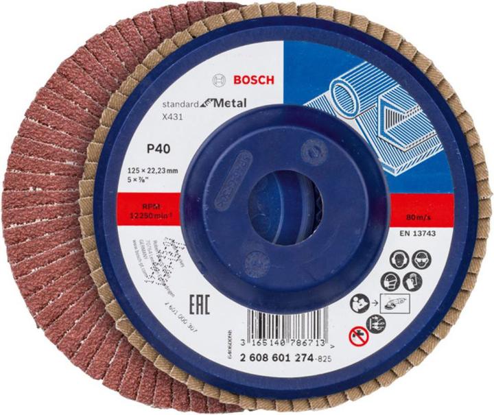 Actual product image Bosch Professional Zubehör Flap disc X431. Standard for Metal 125 x 23 mm. 40 (40)