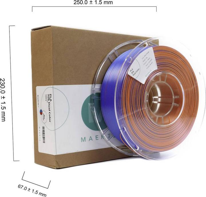 Produktbild Maertz PMMA-1021-005 PMMA-1021-005 Filament PLA-Seide Seidig glänzend 1.75 mm 10 (PLA, 1.75 mm, 1000 g, Orange, Blau)