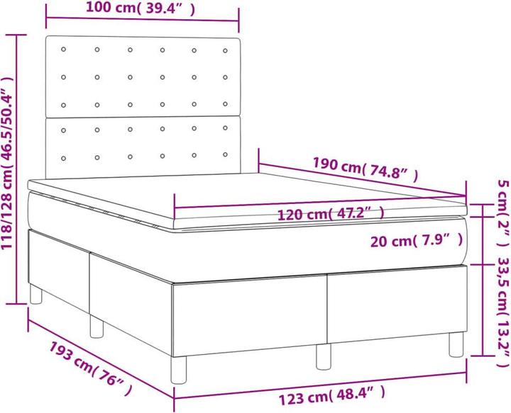 Image du produit vidaXL Boxspringbett (120 x 190 cm)