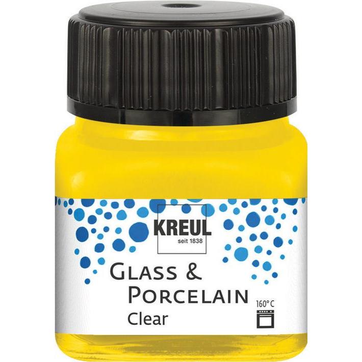 Kreul, Künstlerfarbe + Bastelfarbe, Glass & Porcelain Clear, Porzellan- und Glasfarbe (Sonnengelb, 20 ml)
