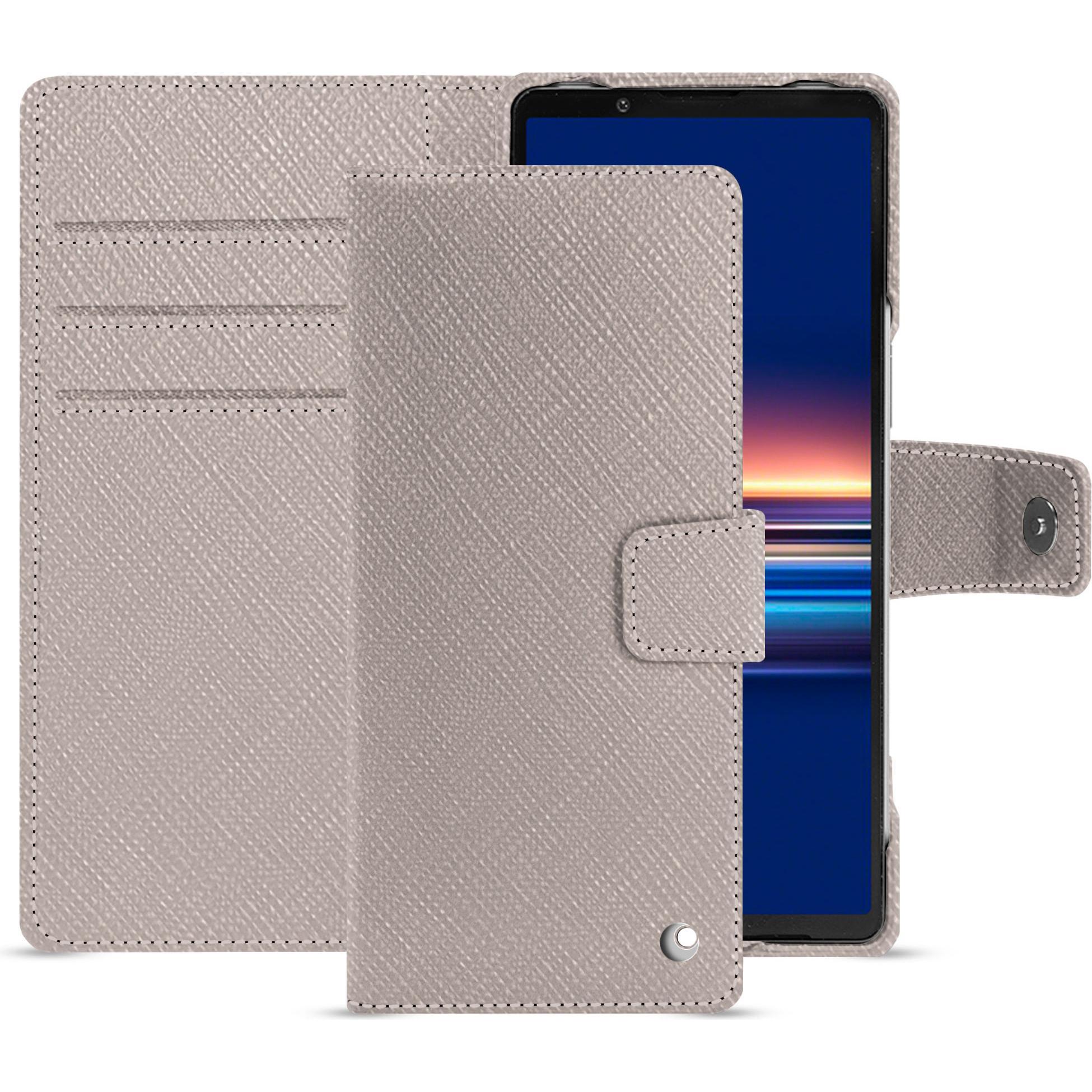 Noreve Lederschutzhülle Sony Xperia 5 V (Sony Xperia 5 V), Smartphone Hülle, Beige