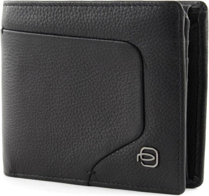 Actual product image Piquadro Akron, Leather Wallet, Pu4518Aor/N, Black, For Men