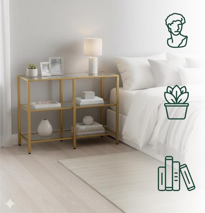 Actual product image Relaxdays Konsolentisch mit 3 Glasablagen (100 x 30 x 73 cm)