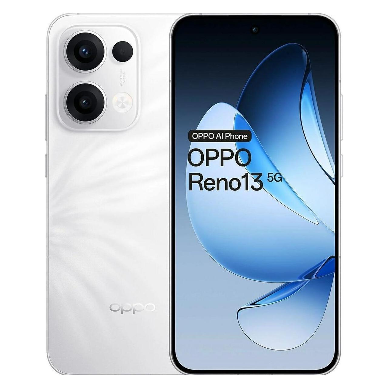 OPPO Reno13 (256 GB, Plume White, 6.59", 5G), Smartphone, Weiss
