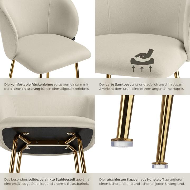 Actual product image tectake Bar stool Luana, with backrest, velvet look