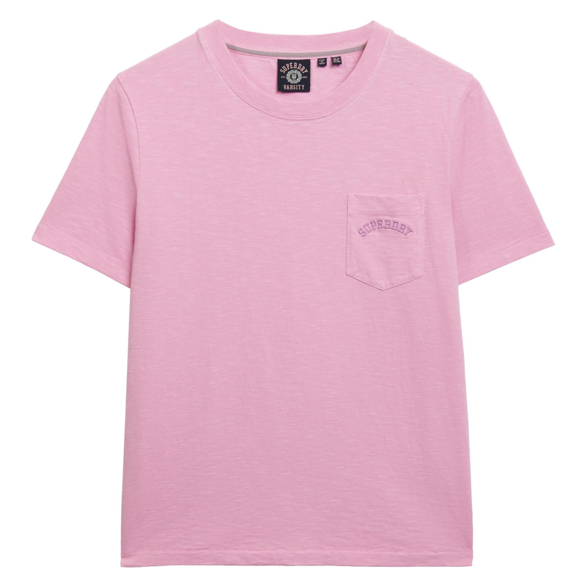 Superdry, Damen, Shirts, Essential Logo T-Shirt Mit Stückgefärbter Tasche, Rosa, (Xs)