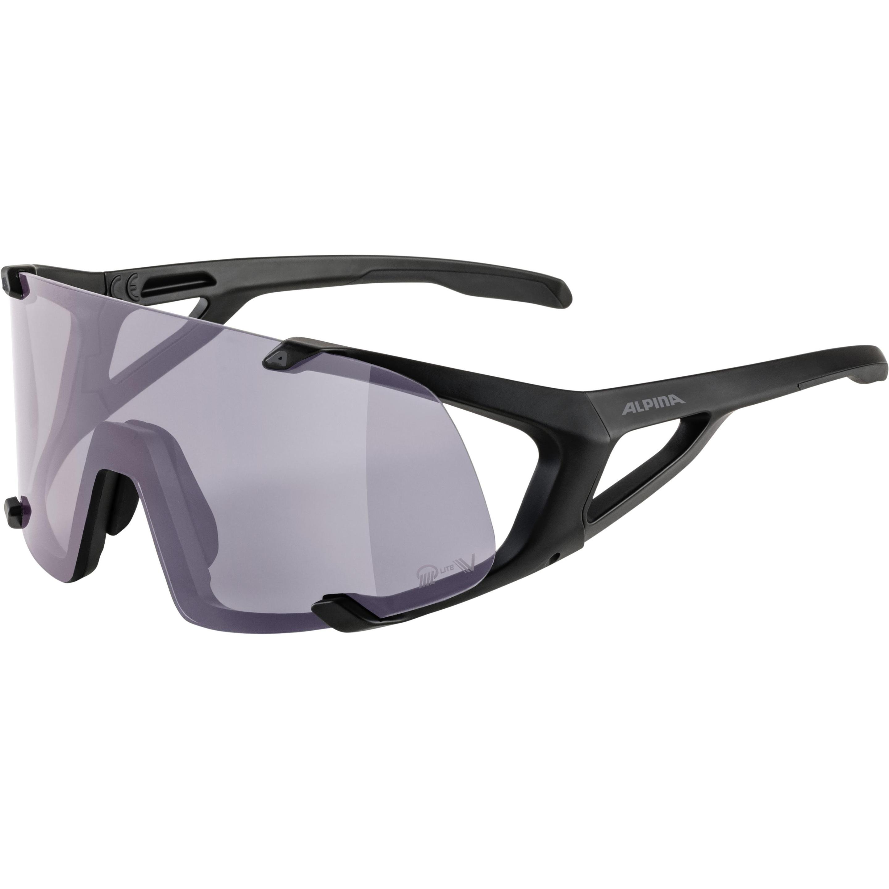 ALPINA SPORTS, Unisex, Occhiali sportivi, Hawkeye Q-Lite V (Nero opaco, Purple), Nero