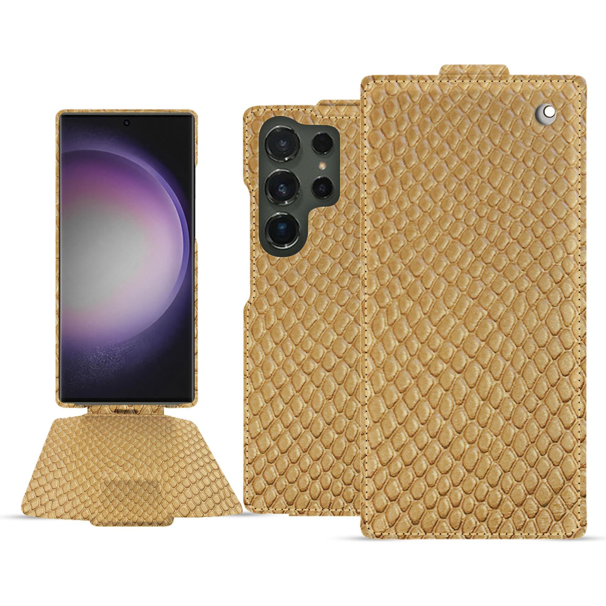 Noreve Lederschutzhülle vertikal (Samsung Galaxy S24 Ultra), Smartphone Hülle, Beige
