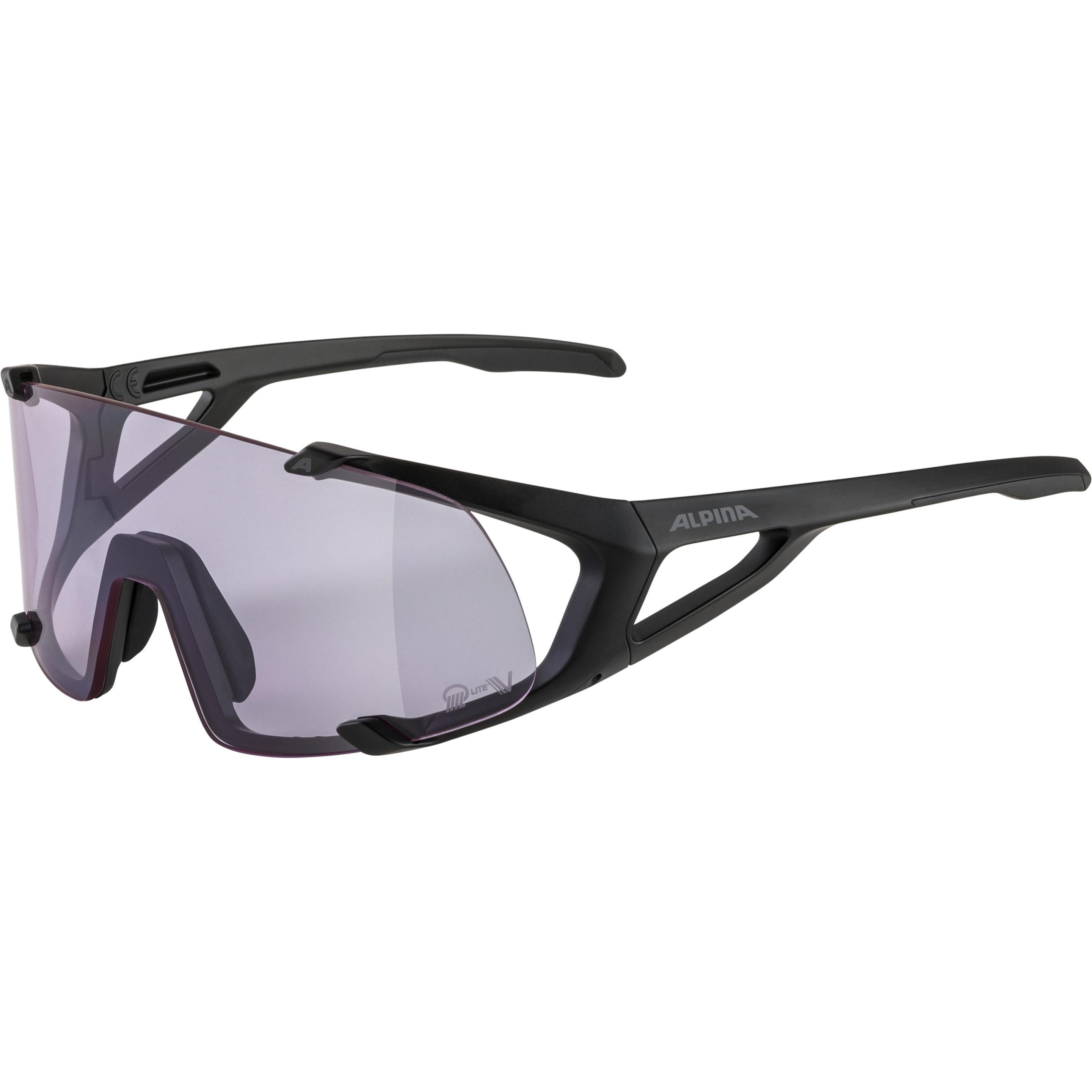 ALPINA SPORTS, Unisex, Occhiali sportivi, Hawkeye S Q-Lite V (Nero opaco, Purple), Nero
