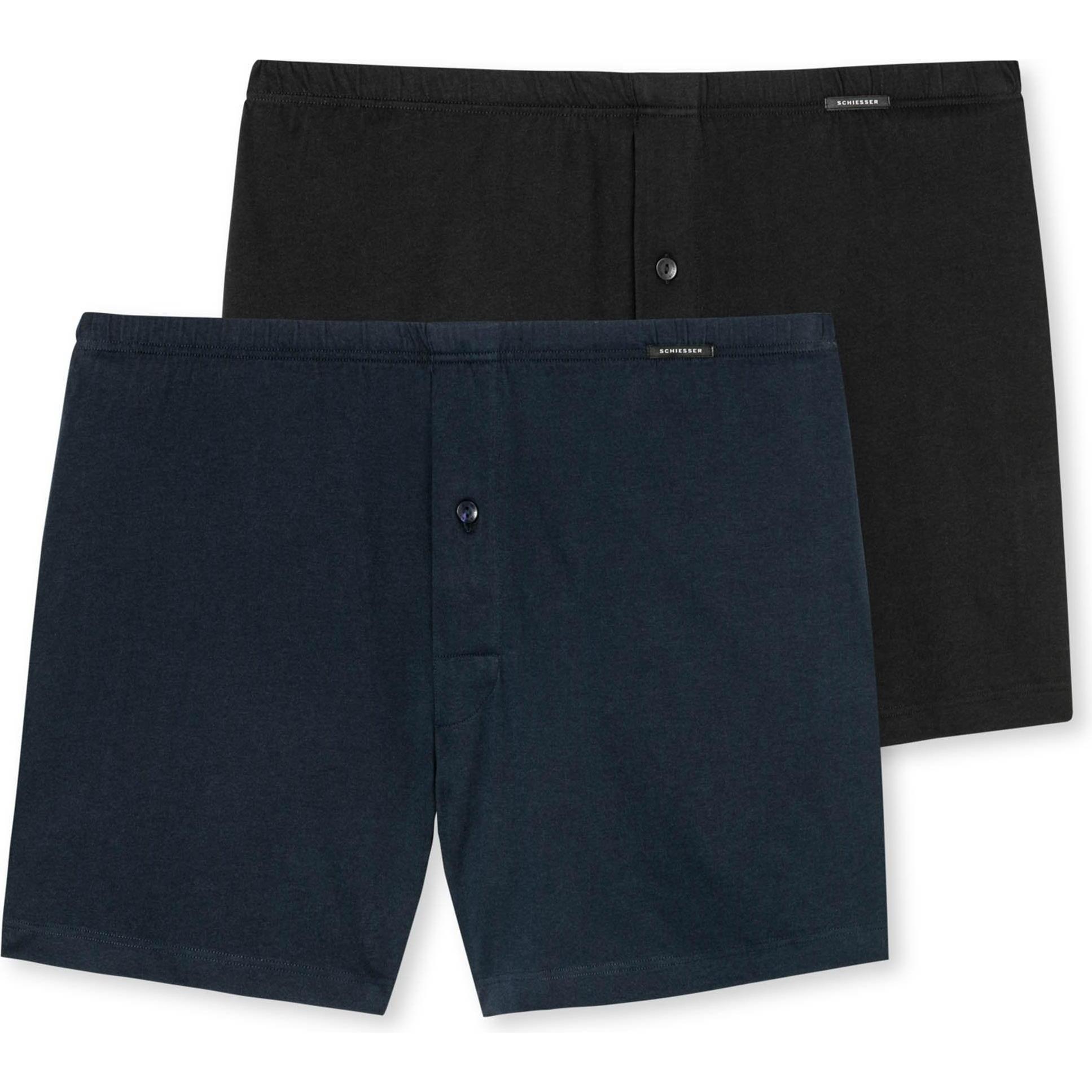 Schiesser, Herren, Unterhosen, 2er Pack Singel-Jersey Boxershorts, Schwarz, (3XL, 2er Pack)