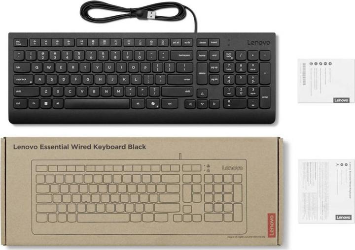 Produktbild Lenovo Essential Wired Keyboard Black - German 129 (DE, Kabelgebunden)