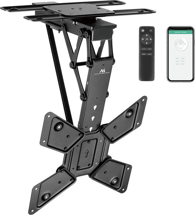 Maclean electric ceiling TV mount TUYA support max VESA 600x400 90st swivel remote (Decke, 65", 30 kg)