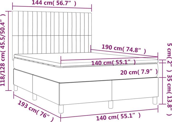 Image du produit vidaXL Boxspringbett (140 x 190 cm)