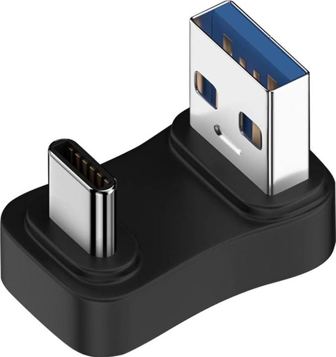 Actual product image PowerGuard USB-A to USB-C 180 degree angle U-shape up adapter (male/male)