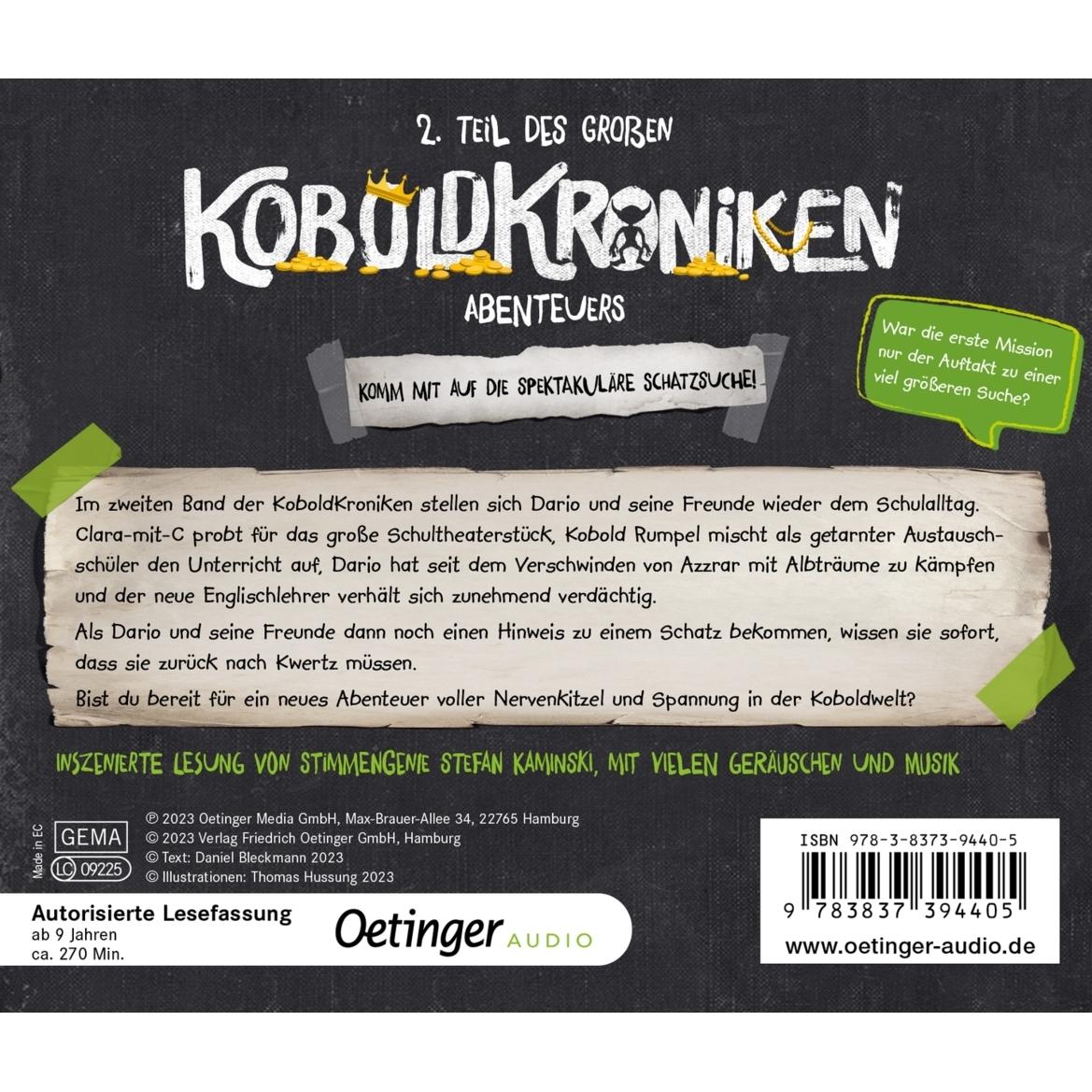 Thumbnail - KoboldKroniken 2 Voll verschatzt!, Hörbücher von Daniel Bleckmann, Uticha Marmon, Thomas Hussung, Stefan Kaminski, GUFO,...
