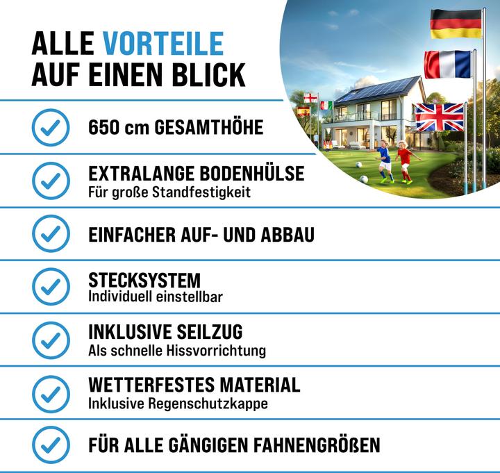 Actual product image Monzana Aluminium flagpole 6.50m