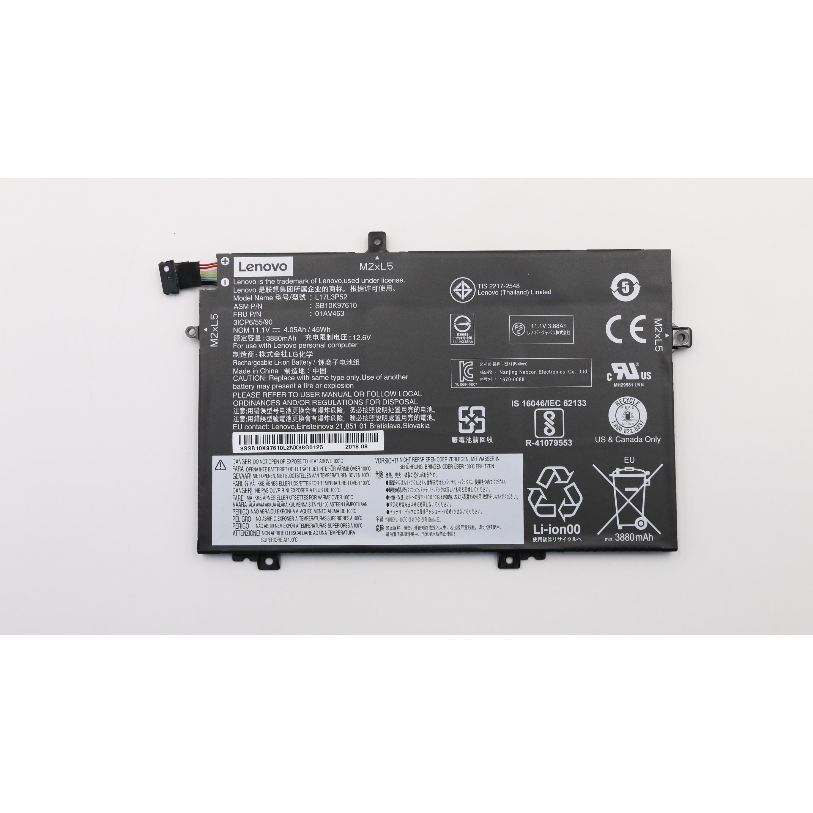 Lenovo Original Akku für 20LSS09C00 (4120 mAh), Notebook Akku, Schwarz