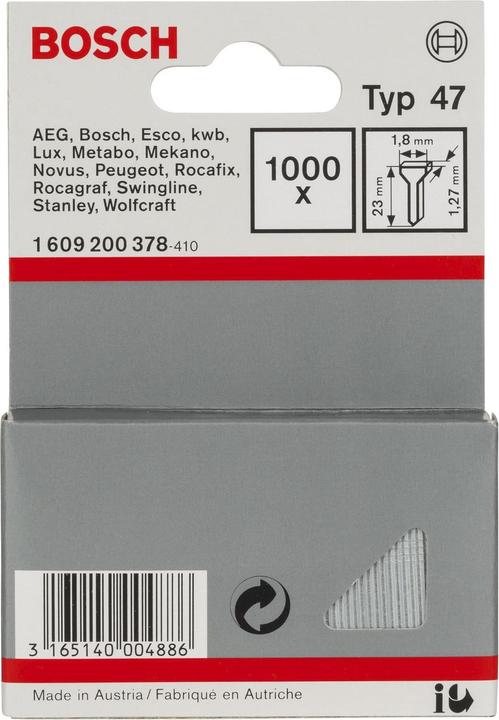 Actual product image Bosch Professional Zubehör Tacker nail type 47, 1.8 x 1.27 x 23 mm, 1000-pack