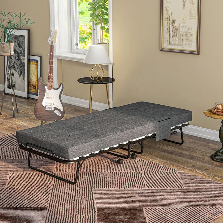 Actual product image Homcom Klappbett Polyester, Stahl Dunkelgrau (190 x 80 cm)