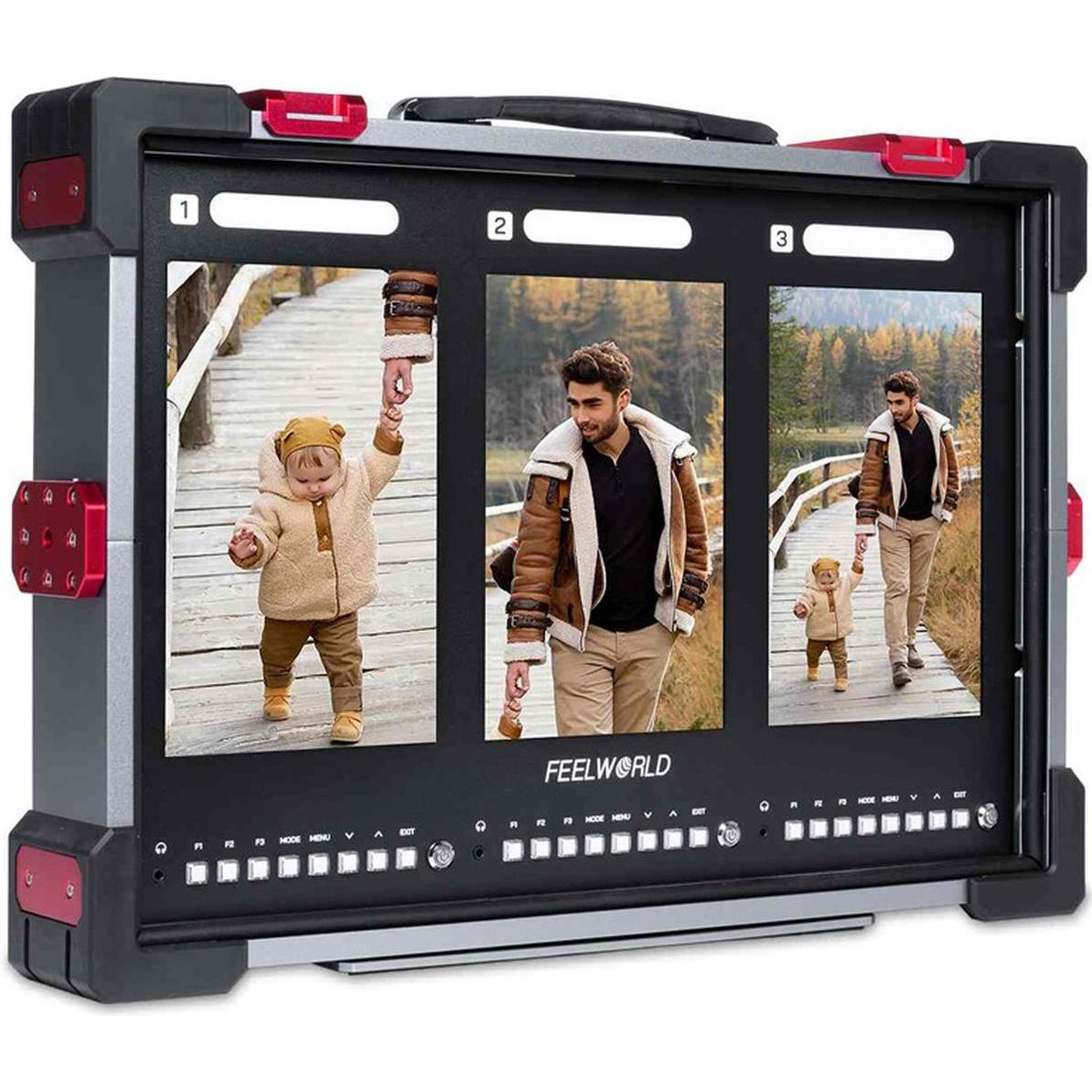 Feelworld PS101 Triple 10.1 inch Vertical Display Monitor (10.10"), Monitor video, Grigio