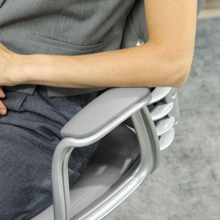 Image du produit Swisshandel24 Bürostuhl, Ergonomisch Schreibtischstuhl mit Armlehne, Gepolsterter Rückenlehne Hellgrau (49 - 58 cm)