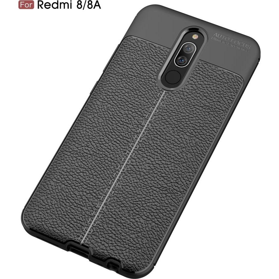 Thumbnail - Screenguard Xiaomi Redmi 8 Hülle Leather Design TPU Cover (Xiaomi Redmi 8), Smartphone Hülle, Schwarz