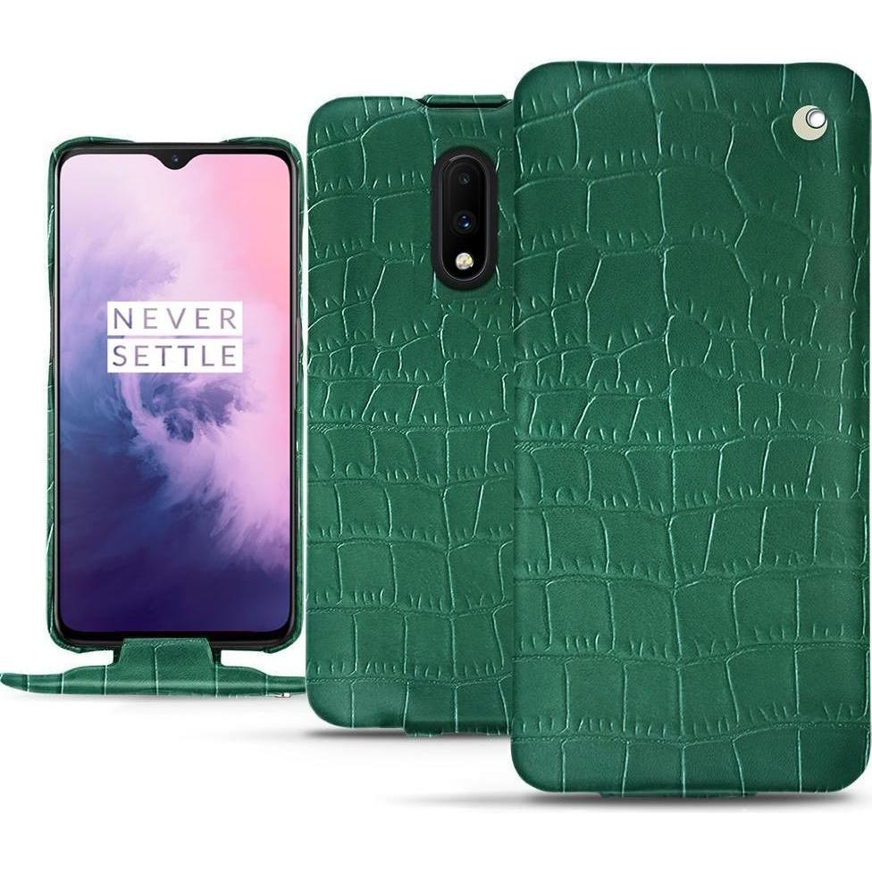 Noreve Lederschutzhülle vertikal (OnePlus 7), Smartphone Hülle, Grün