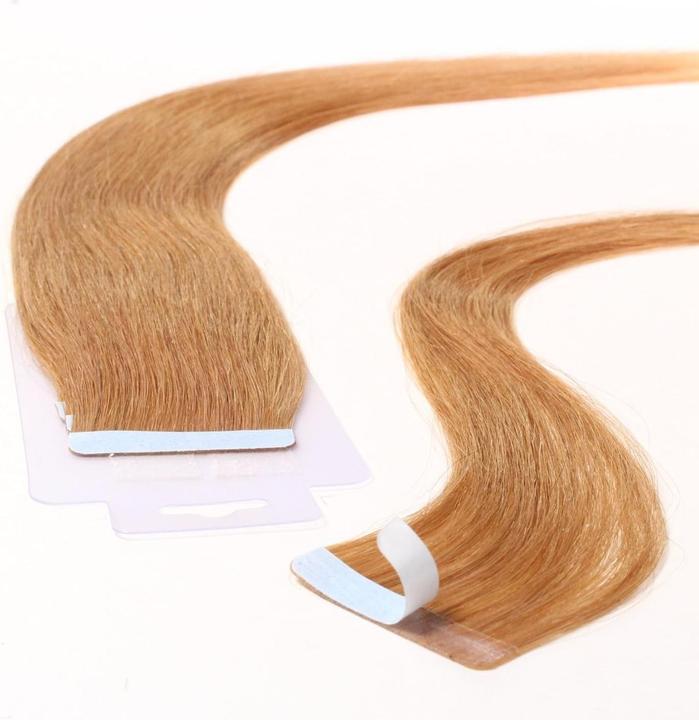 Actual product image Hair2heart 40 x tapein extensies van echt haar 50 cm 25 g strengen glad kleur 12 honingblond (12 Honing blonde, 50 cm)