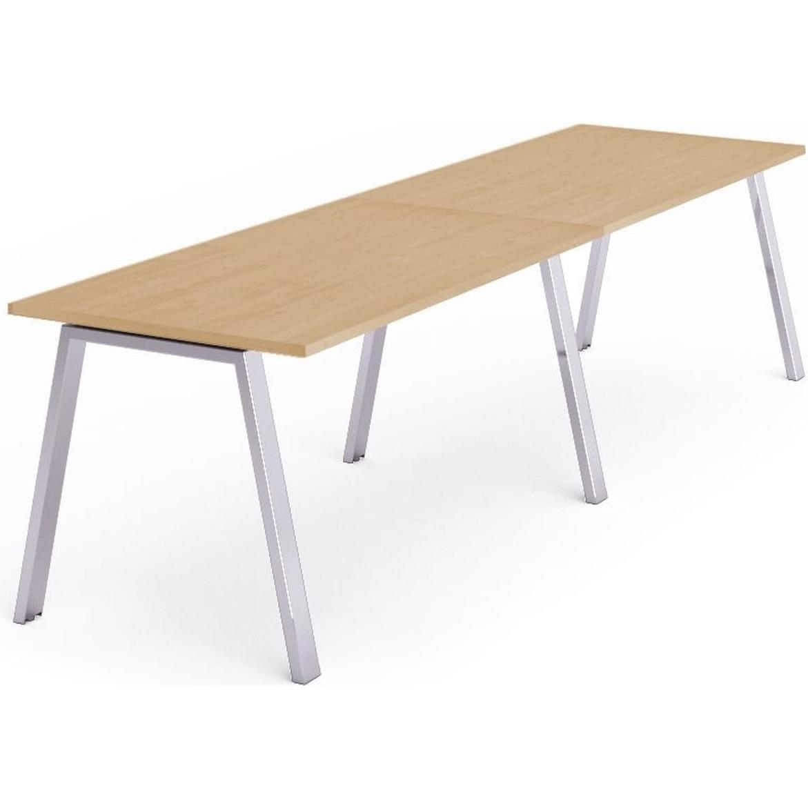 Rocada, Schreibtisch, Mehrfacharbeitstisch Blanca BxTxH 320x80x73cm Gestell verchromt Platte Melamin buche