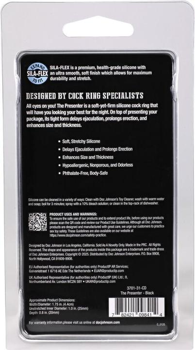 Produktbild Doc Johnson The Presenter - Silicone Cockring - Black (4 cm)