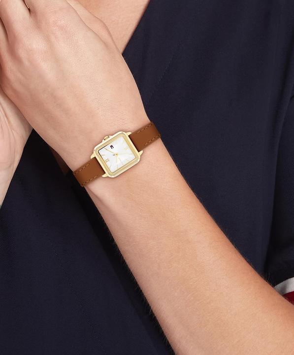 Produktbild Tommy Hilfiger Drei-Hand-Quarzuhr mit Lederband für Damen (24 mm)