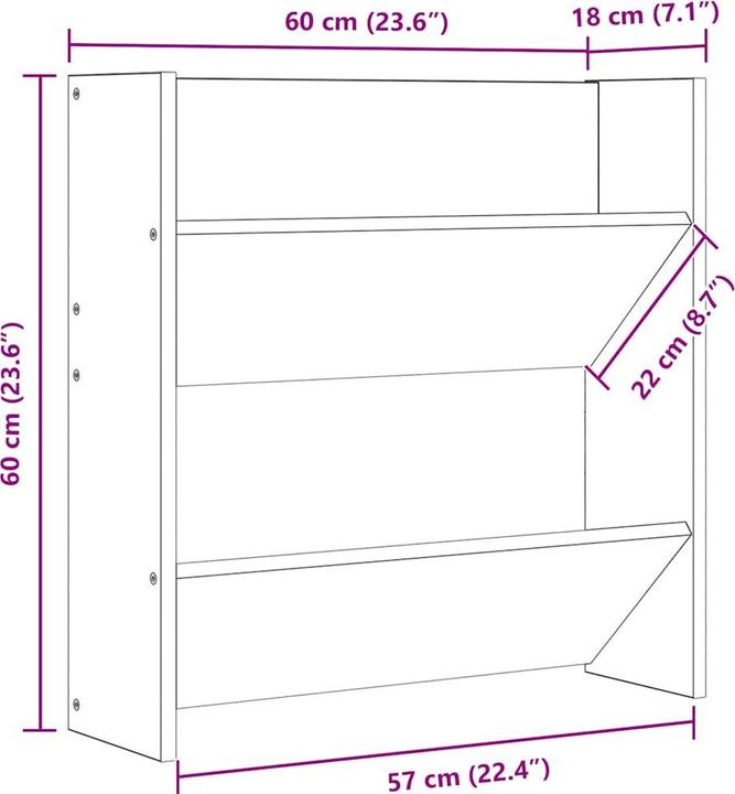 Produktbild vidaXL Wand-Schuhschrank (18 x 60 x 60 cm)
