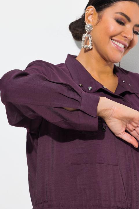 Image du produit Ulla Popken Veste en tissu « martelé », cordon coulissant, col montant et manches longues (62)