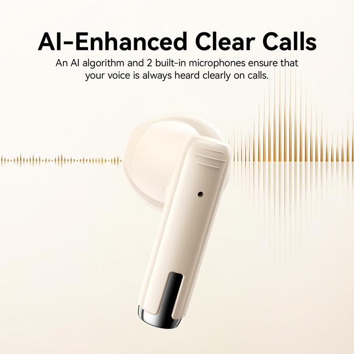 Actual product image Joyroom JPods True Wireless Half In-Ear Headphones Dual-Mic ENC - Beige (20 h, Wireless)