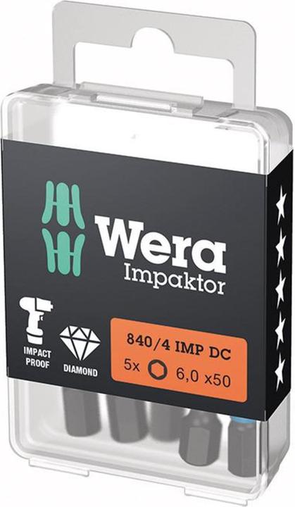 Produktbild Wera Bit 840/4 IMP DC 6 mm Länge 50 mm 1/4 ″ E6,3 Impaktor, DC