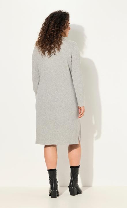 Produktbild Ulla Popken Rippjersey-Midikleid, Zipper, A-Linie, V-Ausschnitt, Langarm (50, 52)