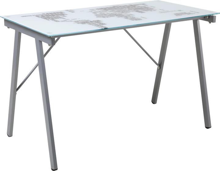 Actual product image Möbilia Desk world map glass white (113 x 58 x 73 cm)