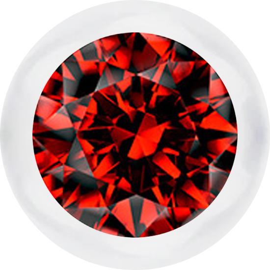 Produktbild Star Piercing Kugel transparent mit Kristall rot (Kunststoff, ohne Messing)